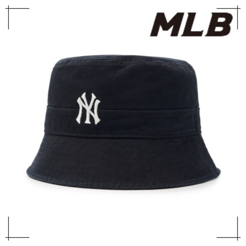 MLB公式正規品 バケットハット Basic One Point Washing Bucket Hat NY (Black)