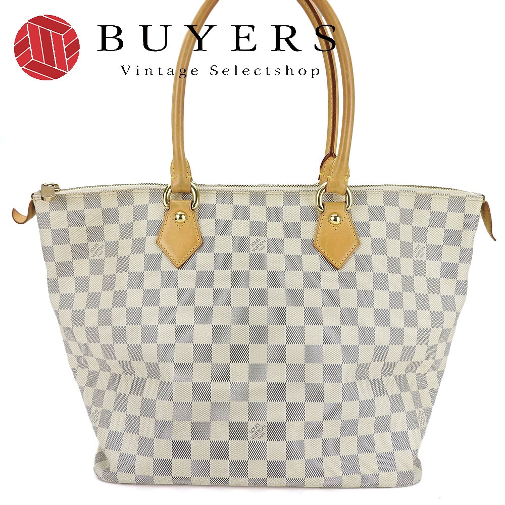 中古 ハンドバッグ サレヤMM N51185 ダミエアズールキャンバス ヌメ革 ホワイト 普段使い レディース 女性