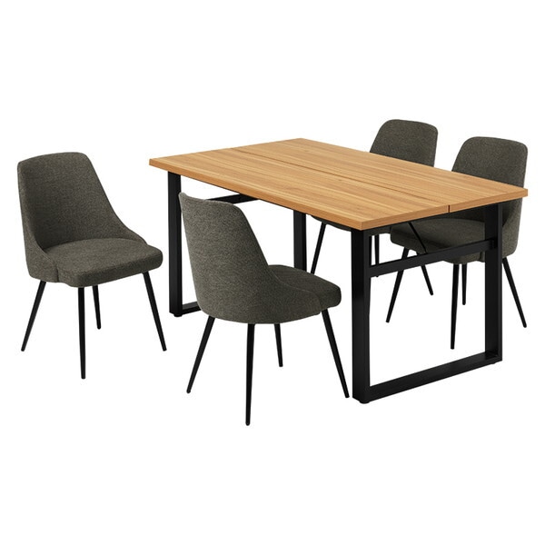 LT-4771NA-60DGY-5S ナチュラル/ファブリックダークグレー ダイニング5点セット メーカー直送