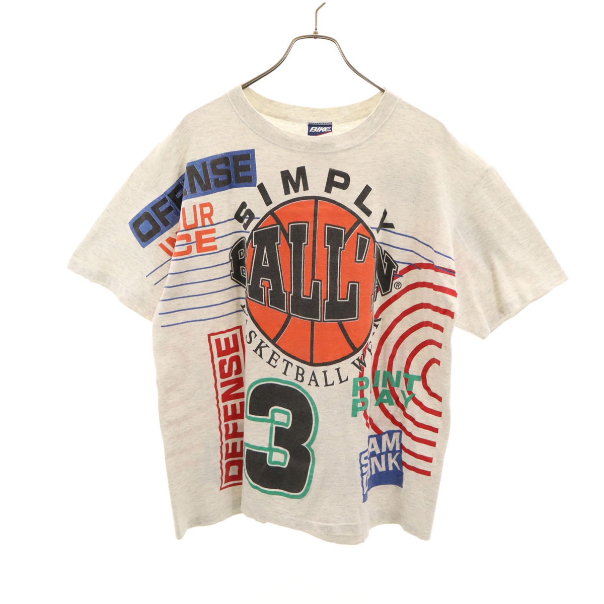 BIKE 90s USA製 オールド BALLN 半袖 Tシャツ L グレー バスケ メンズ 古着