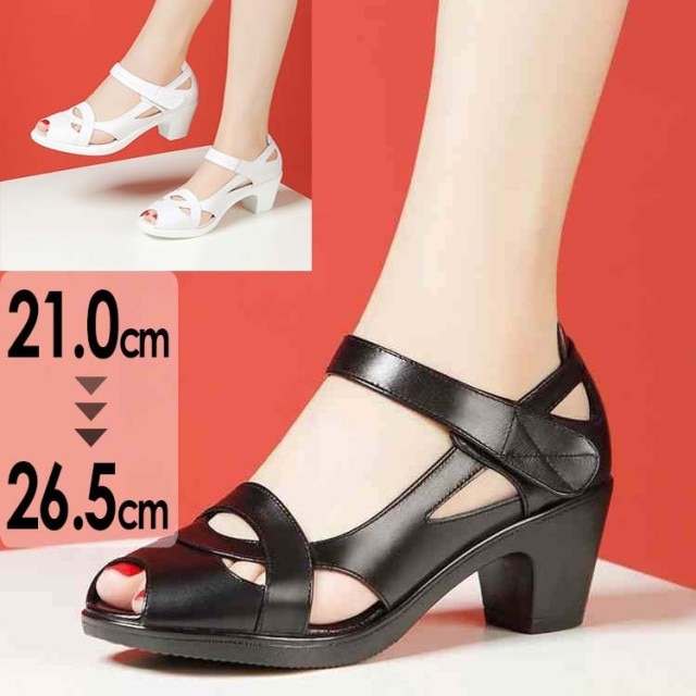 サンダル レディース 韓国 かわいい おしゃれ 可愛い 歩きやすい きれいめ おしゃれ 白 黒 コンフォート ヒール6cm 着心地よい ハイヒール 21.026.5 大きいサイズ 21.0