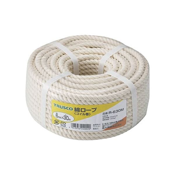 (まとめ) TRUSCO 綿ロープ φ6mm×30m コイル巻 R-630M 1巻 (×3セット)