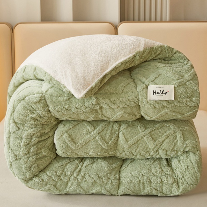 冬のラムベルベットキルトシングル増粘暖かいミルクベルベット冬厚手綿キルトコア寮春秋キルト