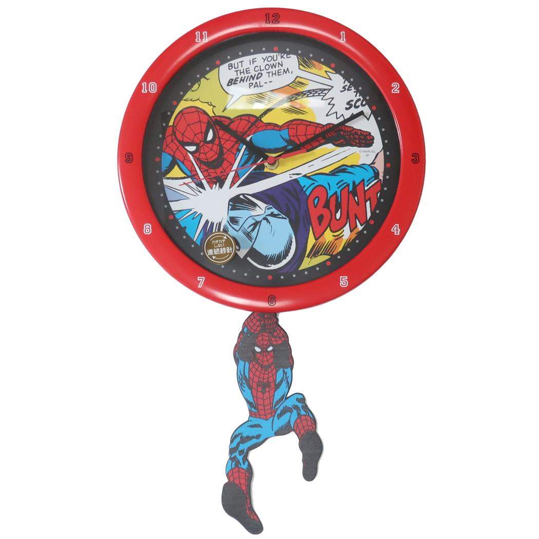 Qoo10] マーベル スパイダーマン 壁掛け振り子時計 足振り : 家具