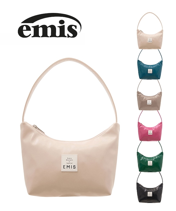 NEW Enamel Hobo ミニ ショルダーバッグ NEW ENAMEL HOBO BAG-BLACK - EMIS