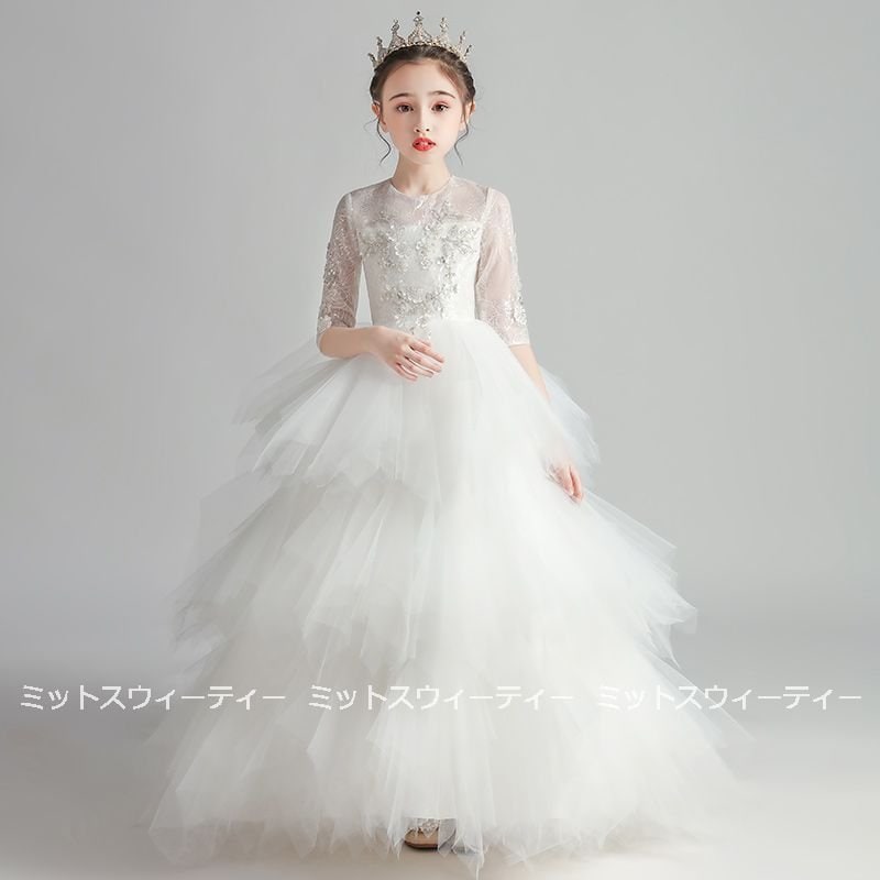 ドレス 子供 ピアノ発表会 子供ドレス 二次会 ホワイト フォーマルドレス 演奏会 結婚式 七五三