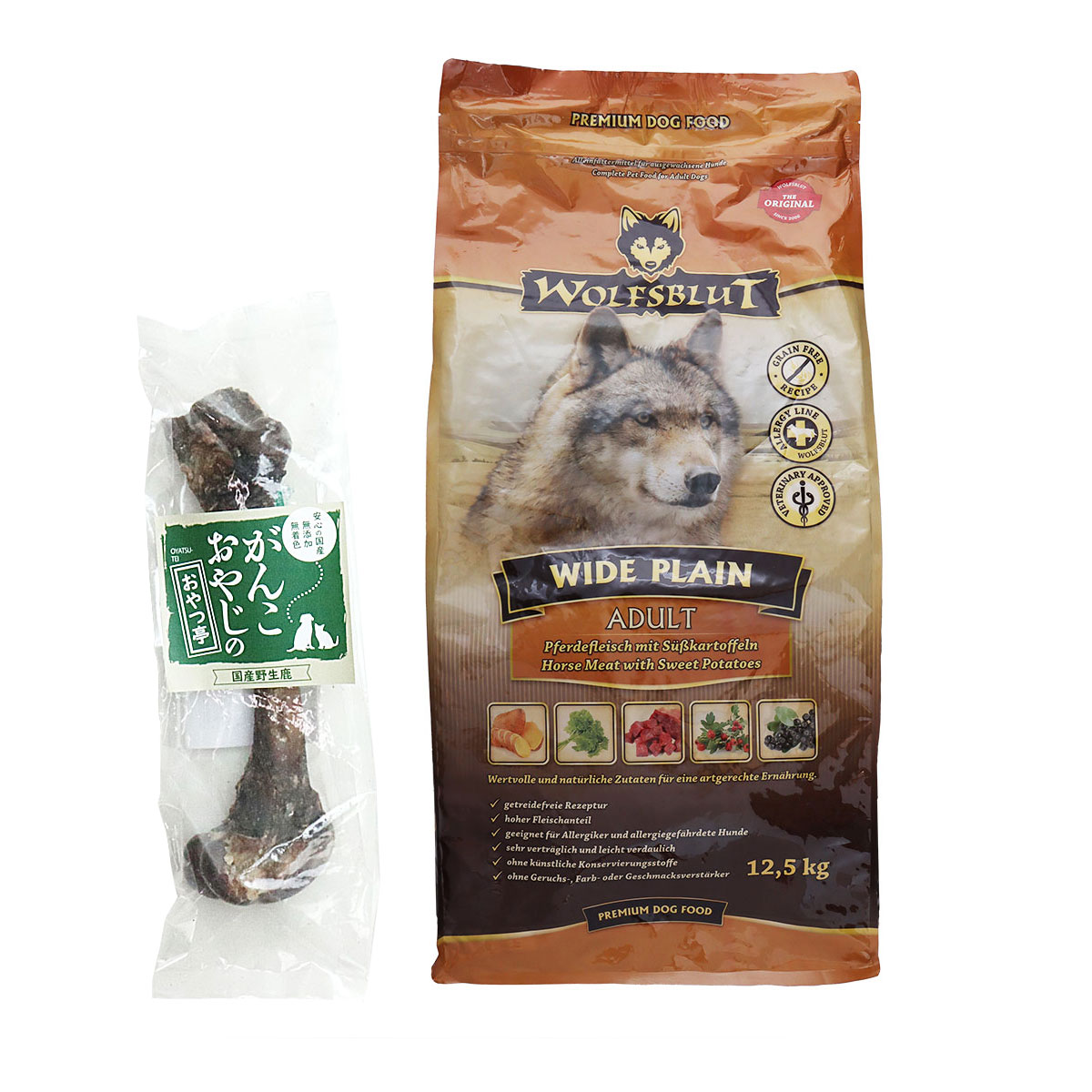 ウルフブラット アダルト ワイド プレーン（ホースとスイートポテト） 12.5kg 【国産鹿レッグボーン 1本Mサイズ付き】 20,878円