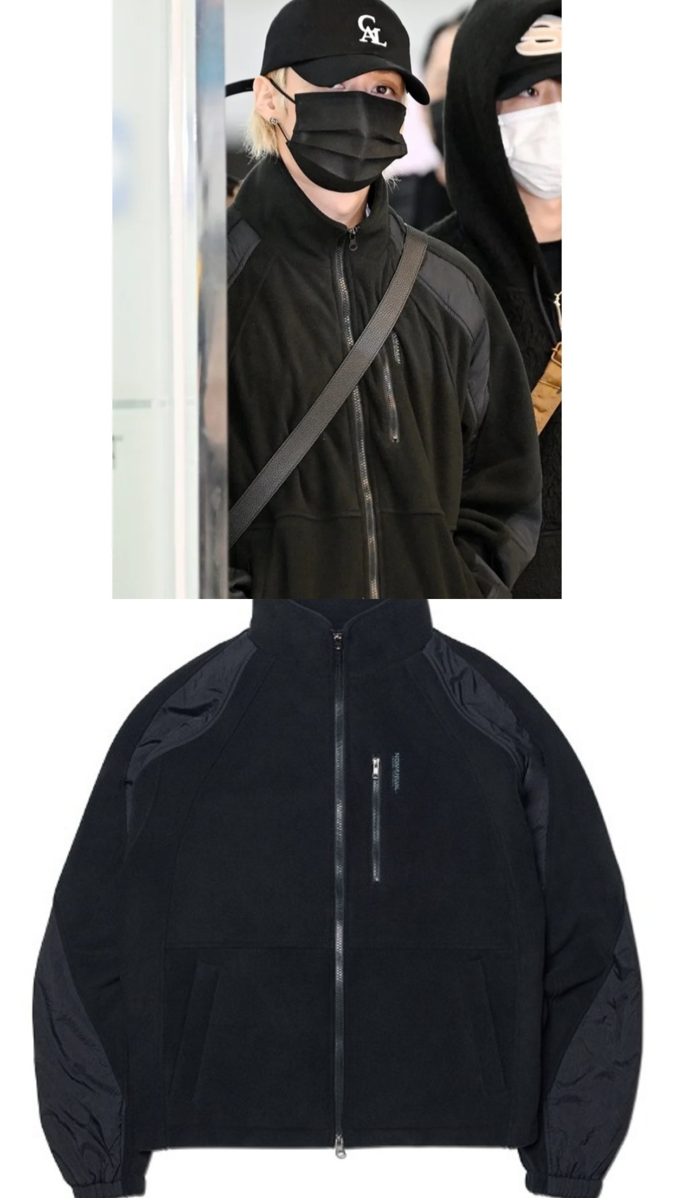 Nomanual/Stray kids leeknow wear/T.S FLEECE JACKET - BLACK