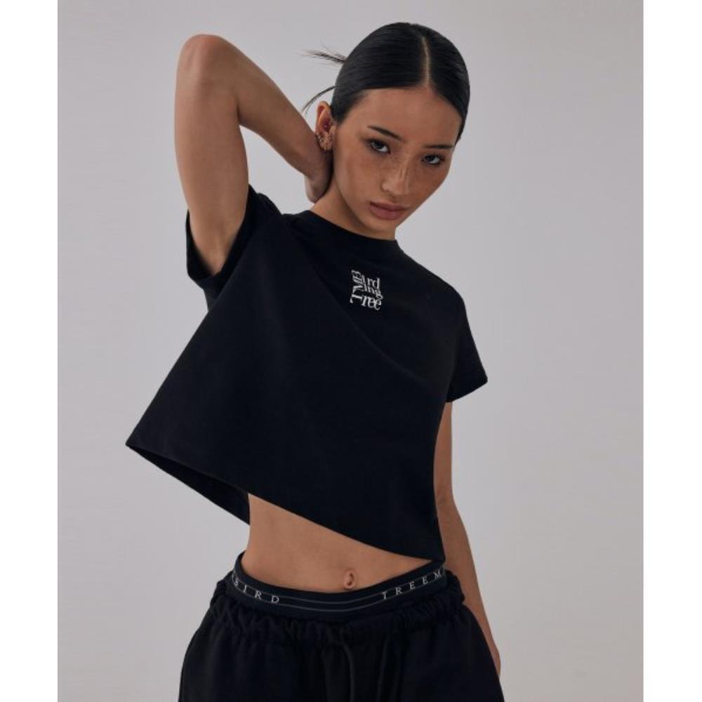TREEMINGBIRD TMB Small Square Logo Crop Tshirts Black
