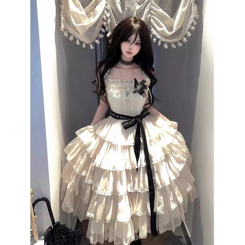 シャオシアンサスペンダードレスサマープリンセスヴィンテージスカート