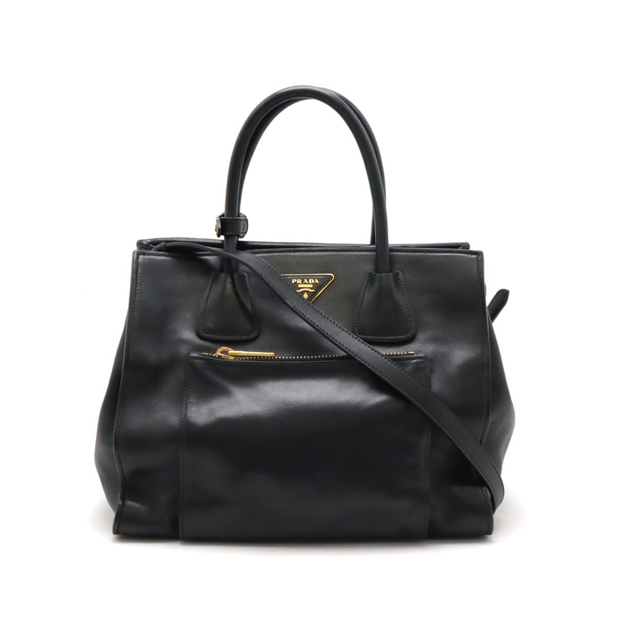 ハンドバッグ 2WAY ショルダーバッグ 斜め掛け レザー NERO 黒 ブラック ゴールド金具 BN262