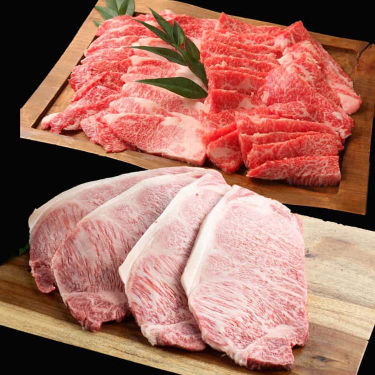滋賀 「徳志満」 近江牛焼肉 ステーキ (ステーキ 150g4枚 焼肉 バラ 1kg) 離島は配送不可 2400012 お歳暮 お中元 お土産 ご進物 ギフト 贈り物に最適
