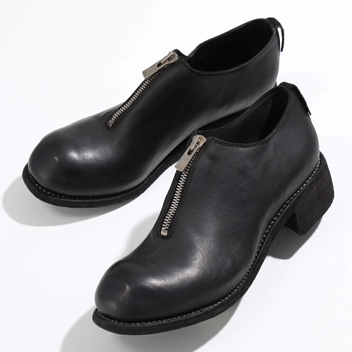 GUIDI グイディ レザーシューズ PL0FZ メンズ フロントジップ ホースレザー アンクル ビブラムソール シューズ 靴 LINED/BLKT