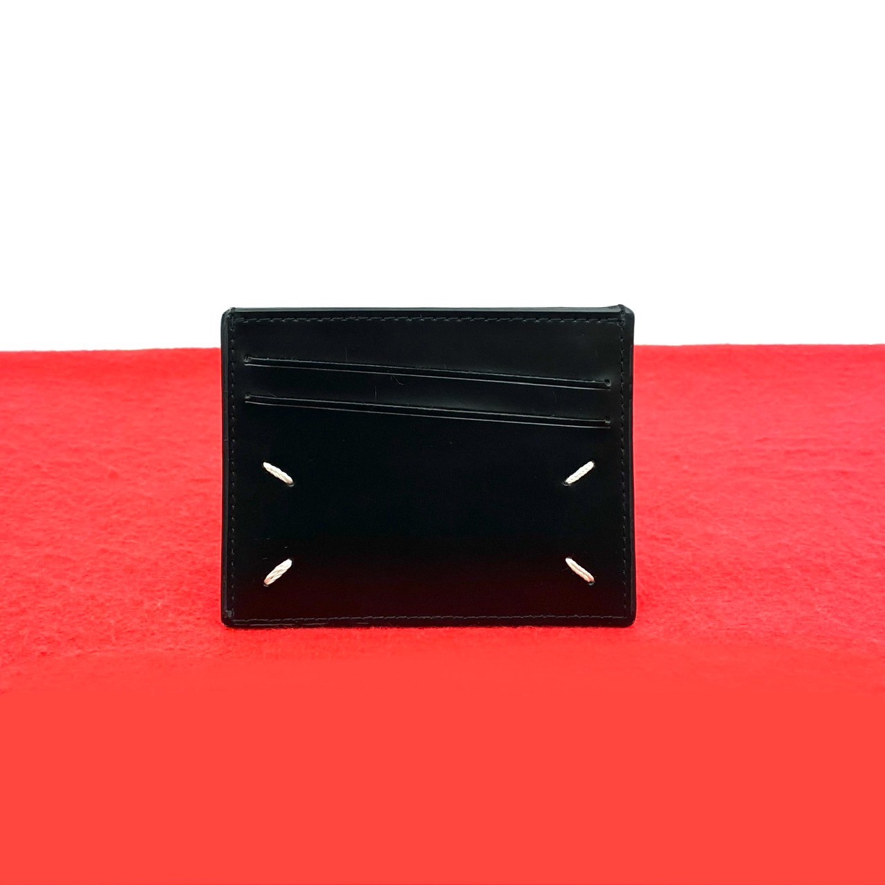 4ステッチパスケース レザー ブラック 68298