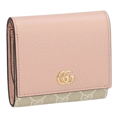 GUCCI 598587-AACFE-5945 PETITE MARMONT グッチ プチマーモント 二折財布 GGスプリームキャンバス×レザー ライトピンク×ゴールド