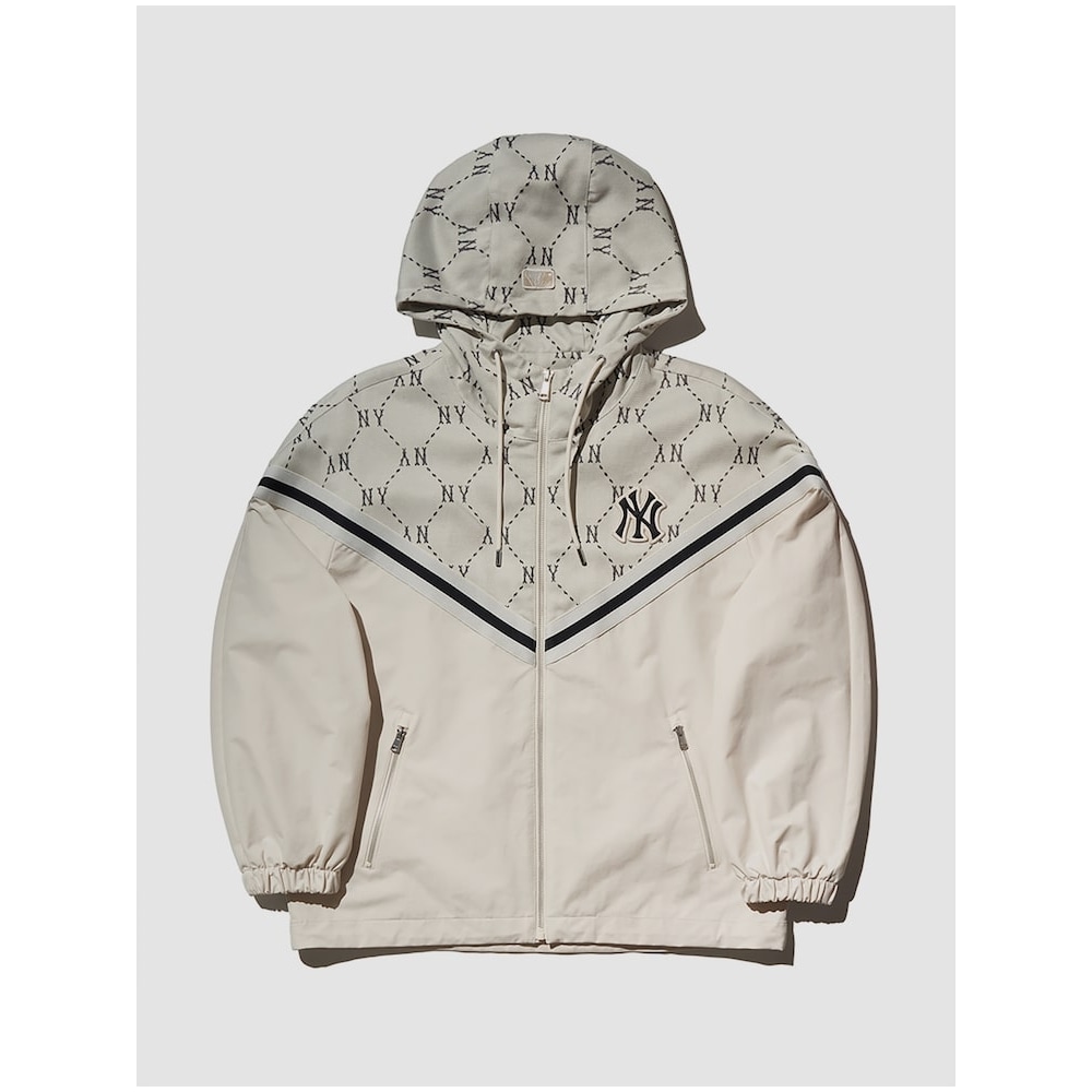 MLB ダイヤモンドモノグラムテーピングカラージャカードウインドブレーカー NY (クリーム) QHHC3AWJM0144-50CRD