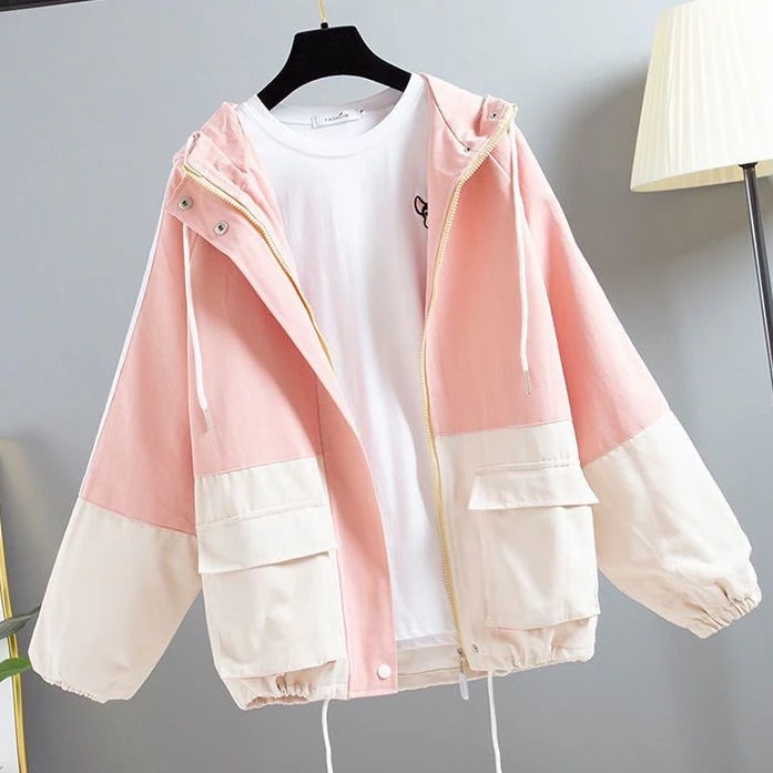3日以内に迅速に出荷春秋婦人服新型韓国版ゆったり百合学生港風外套女連帽工服パーカー野球服ブーム