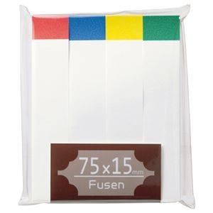 （まとめ）TANOSEE ふせん 75x15mm ホワイト（4色帯入） 1パック（4冊） [x20]