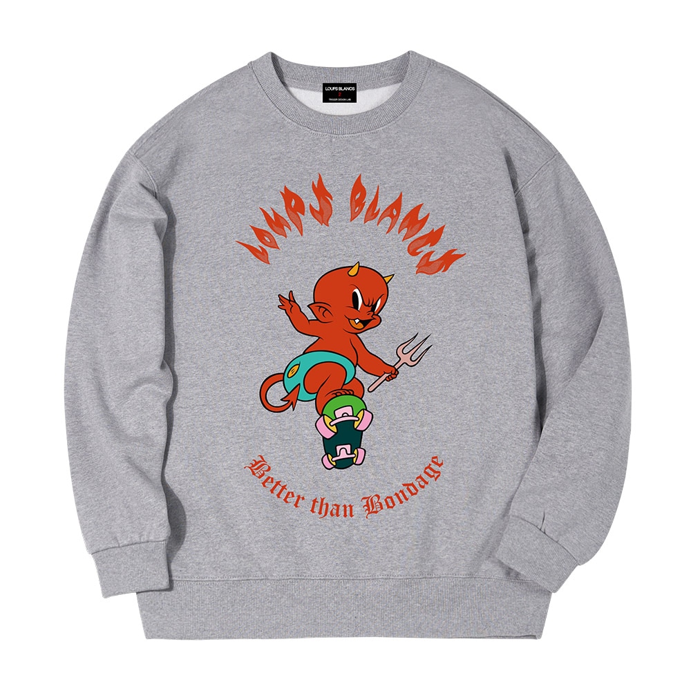 YouTubeの落ち着きを着用 LBホットスタッフアートワークオーバーフィット マンツーマン Grey