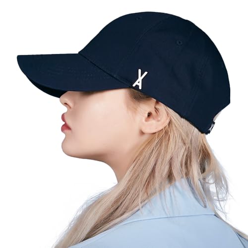 [VARZAR] Stud logo over fit ball cap Navy