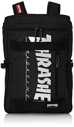 [スラッシャー] リュック 30L (スケボーキャリーストラップ)[ THR-161 / Backpack Box ] A4収納 BKWT_ブラック・ホワイト FR