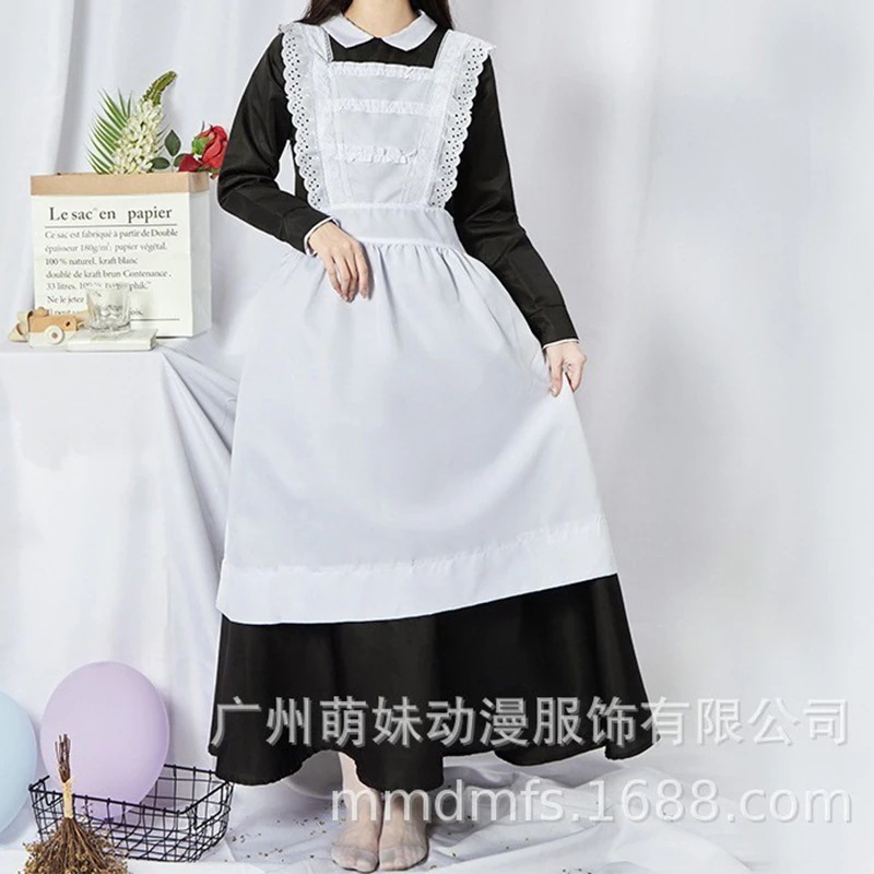 正規品韓国レディースホワイト白メイド衣装カフェウェイターコスプレ衣装レディースワンピースセット