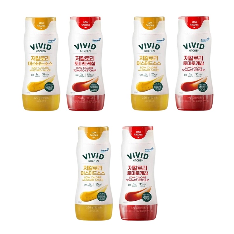 韓国明洞ソウルえきの人気食品-ビビッドキッチン アルロス 低カロリーソース 320g 2種x3（トマトケチャップ+マスタードソース）