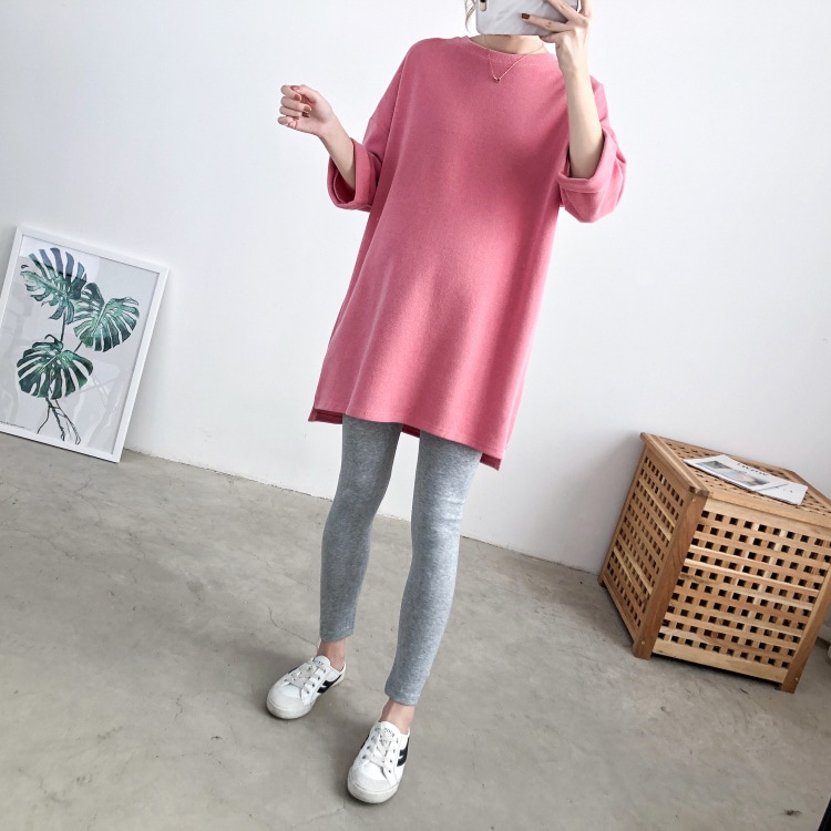 オーバートレーナー ピンク イエロー マタニティ トップス Tシャツ シャツ スリム 細身