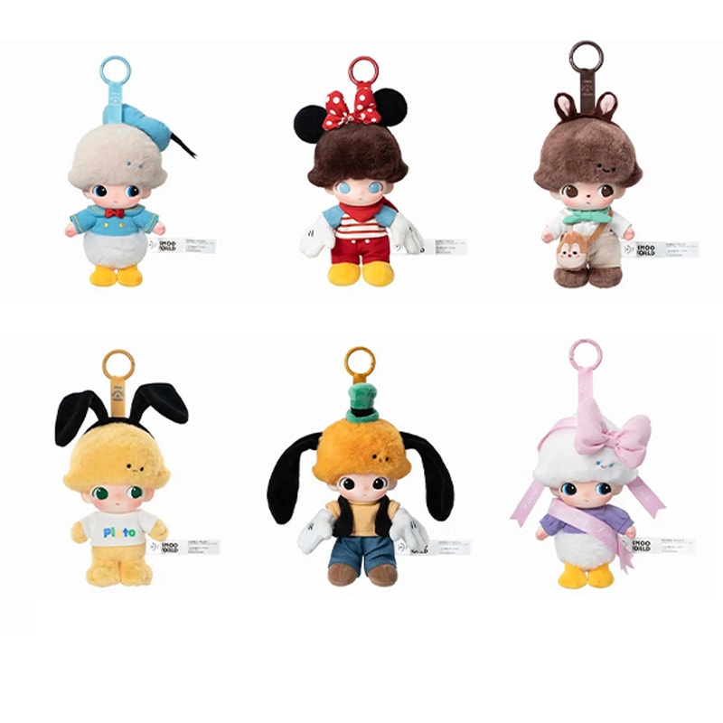 公式正規品POP MART DIMOO WORLD × DISNEY シリーズ ぬいぐるみキーチェーン シリーズ ぬいぐるみキーチェーン ペンダント ガチャポン ブラインドボックスサプライズギフト