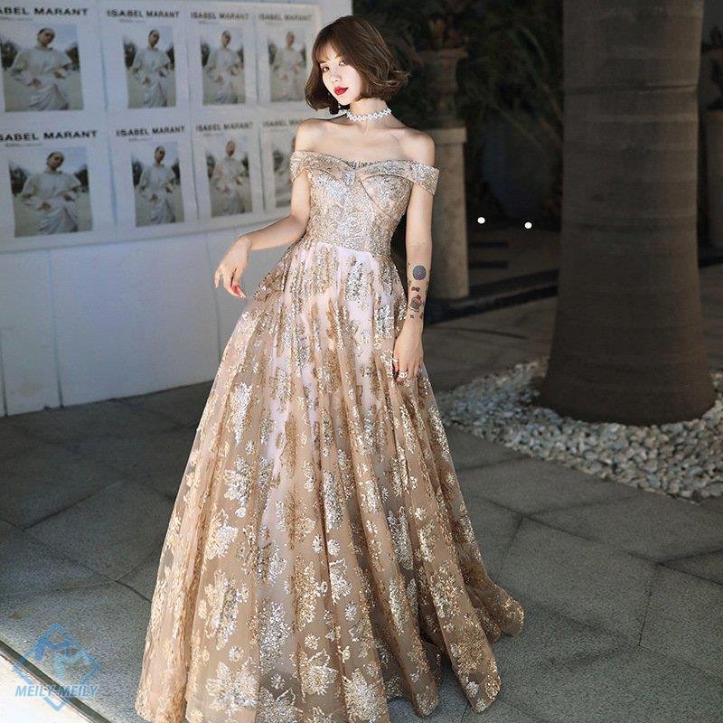 ロングドレス 演奏会 安い カラードレス ゴールド シルバー 花嫁 カクテルドレス 結婚式 イブニン