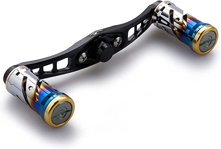 92mm リール ハンドル 16mmノブ搭載 シマノ ダイワ アブガルシア 通用 ベイトリール Wing Series ブラック＆ゴールド(ブラック(ハンドル)＆ゴールド(ノブ))