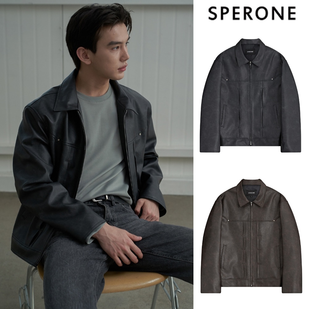 [SPERONE] Double Line Trucker Crack Jacket