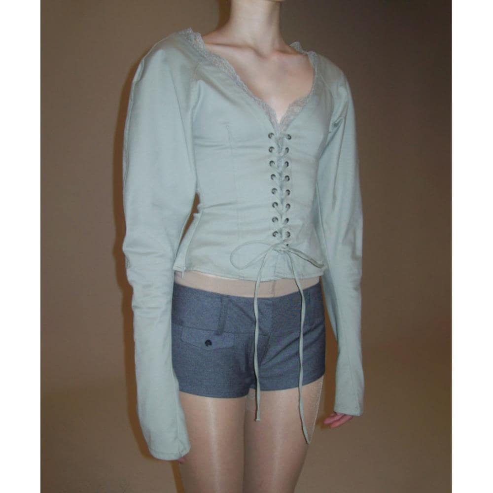 スカルプター Layered Lace Up Blouse Pale Sage SC24A204GR