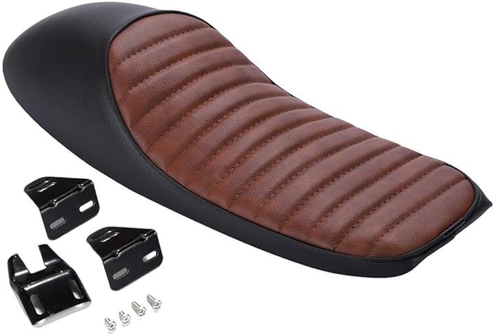 バイクシート オートバイシート 交換用シート本体 レーサーシート PUレザー プラスチック ホンダ CGシリーズ 汎用 タイプB バイカラー ブラックxブラウン