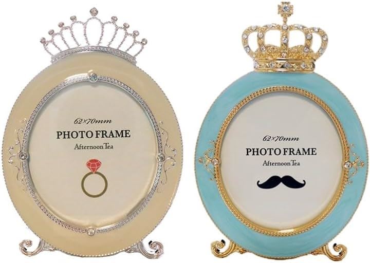 フォトフレーム 写真立て 写真フレーム おしゃれでかわいい リング型 シルバーxブルー(シルバーxブルー, 小)