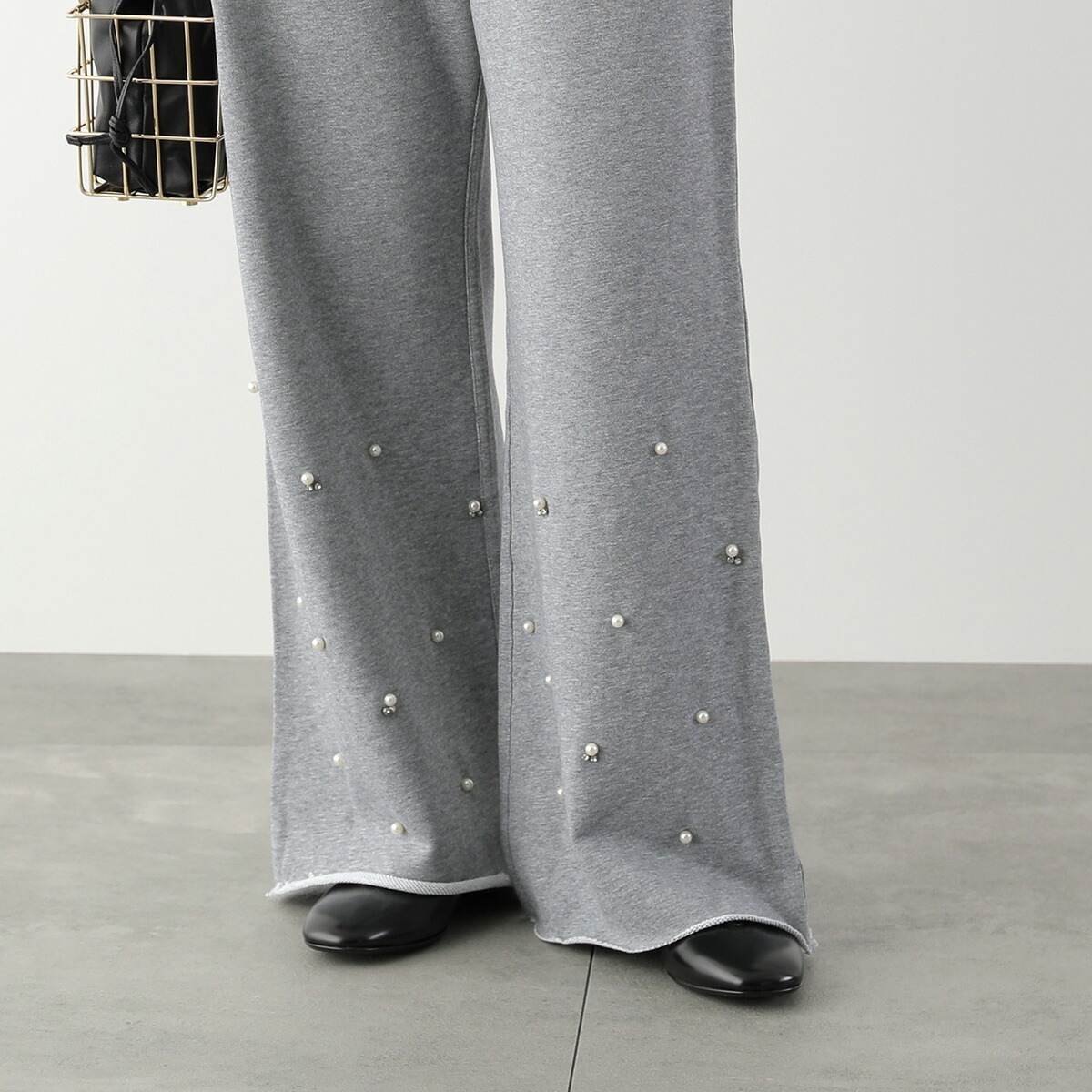 Mewl ミュール パール スウェットパンツ M253-33024 レディース フレア ビジュー イージーパンツ グレー
