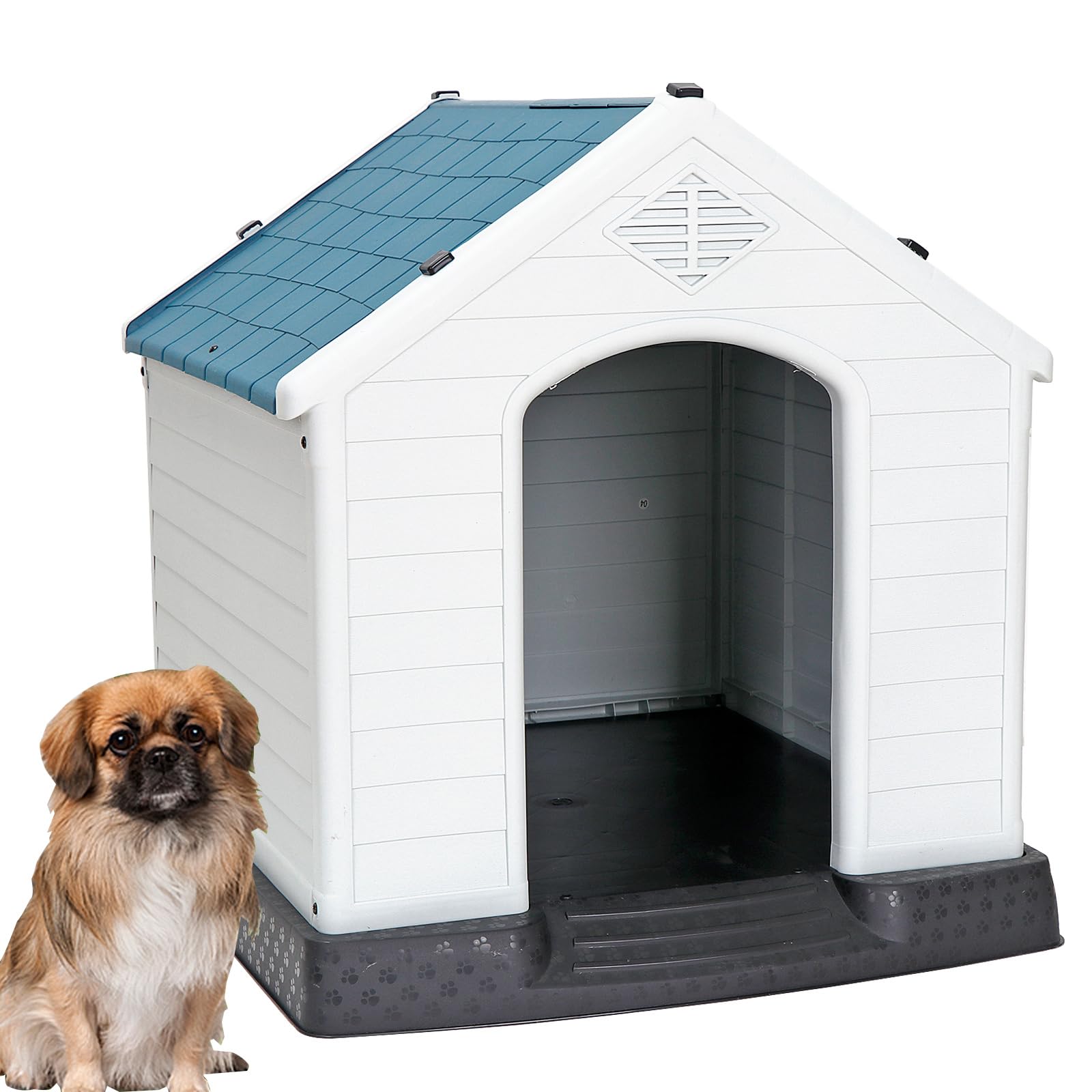 Oteymart犬小屋用 ペットハウス ドックハウス 犬舎 犬ごや 犬 ハウス 中小型犬用 日焼け対策 雨除け 防風 防水 防雨 サビない 水洗いOK 室内 屋外 野外 庭用 ボブハウス プラスチック