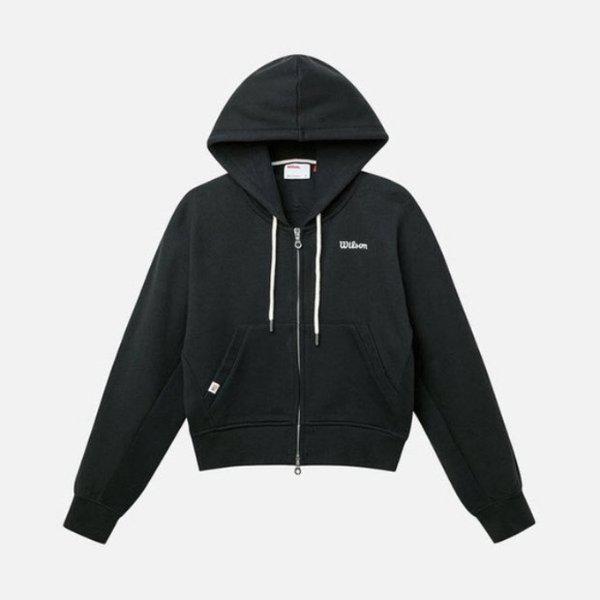 ウィンドブレーカー VQA W241002LFJ21-BLK 女性ロゴ刺繍 クロップドフード付きジップアップ