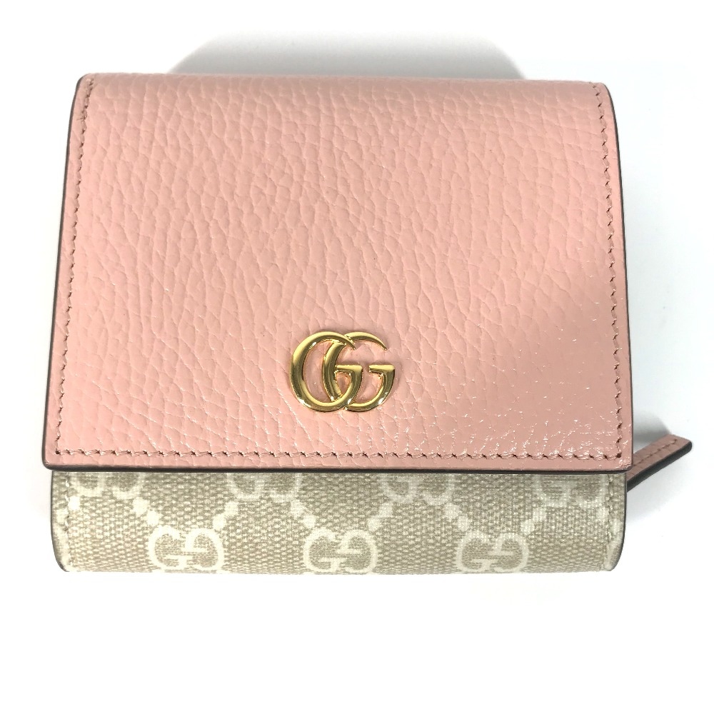 2つ折り財布 598587 GGマーモント GGスプリーム ミディアム ウォレット GGスプリームキャンバス ピンクベージュ系