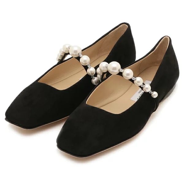 バレエシューズ フラットシューズ アデフラット ブラック ホワイト レディース JIMMY CHOO ADEFLAT SZR 27409655