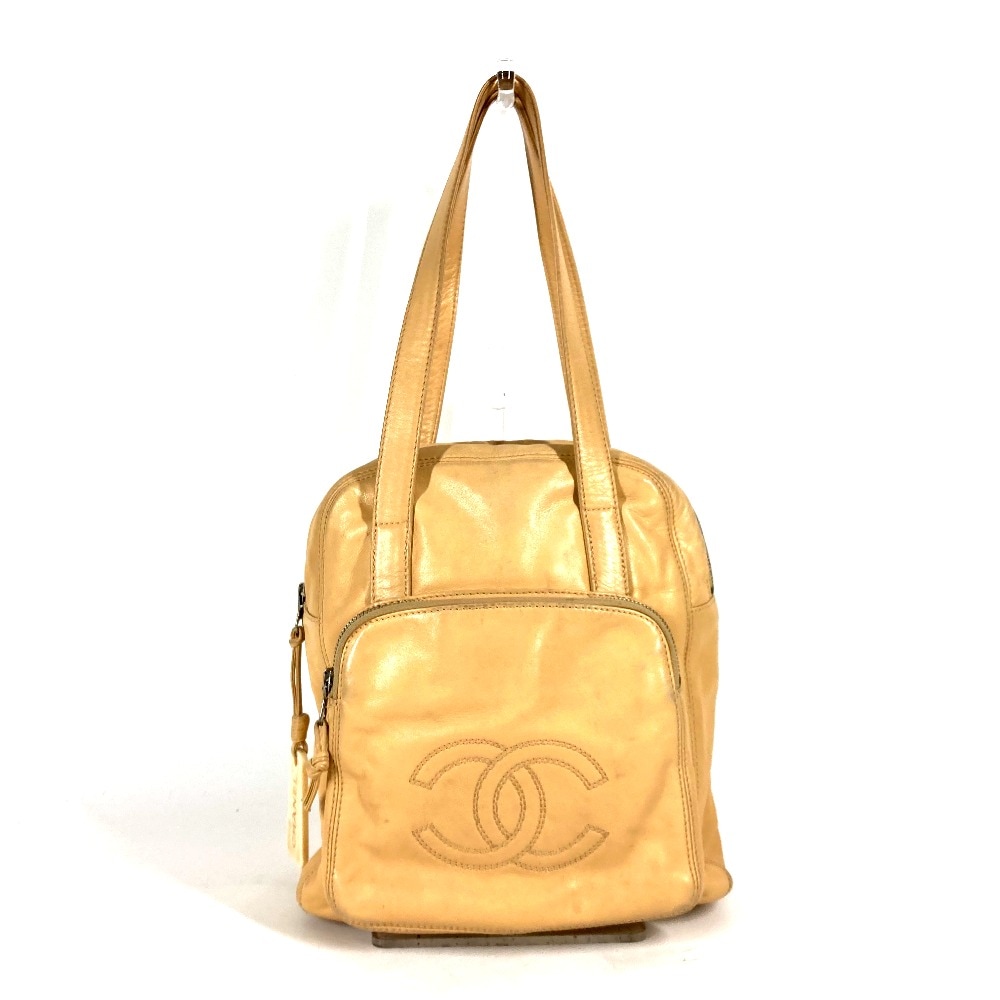 トートバッグ ロゴ CC ココマーク ショルダーバッグ カバン レザー ベージュ