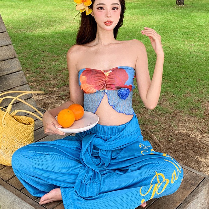 替换2026 島リゾート セクシー タンクトップ INS プリント フィット レース ボンテージ81926