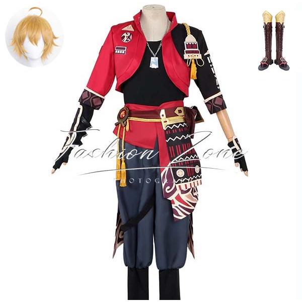 原神 げんしん 風 トーマ Thoma 五つ星号稲妻 コスプレ衣装 ウィッグ 靴 cosplay ハロウィン 演出服 変装