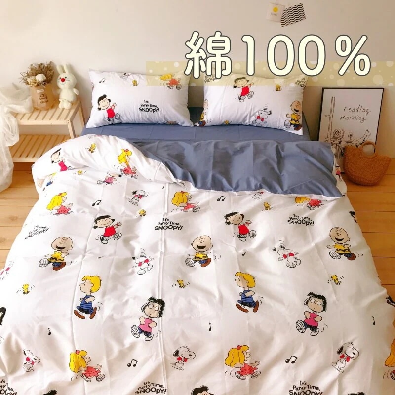 綿100% 枕カバー 可愛いスヌーピー寝具カバー シーツ 3点セット 布団カバー