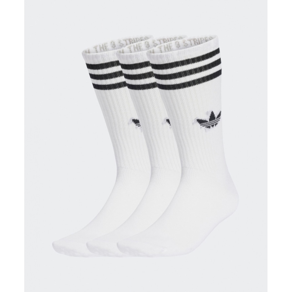 アディダス 3 ストライプハイクルーソックス 3 ペア-ホワイト/JV7416