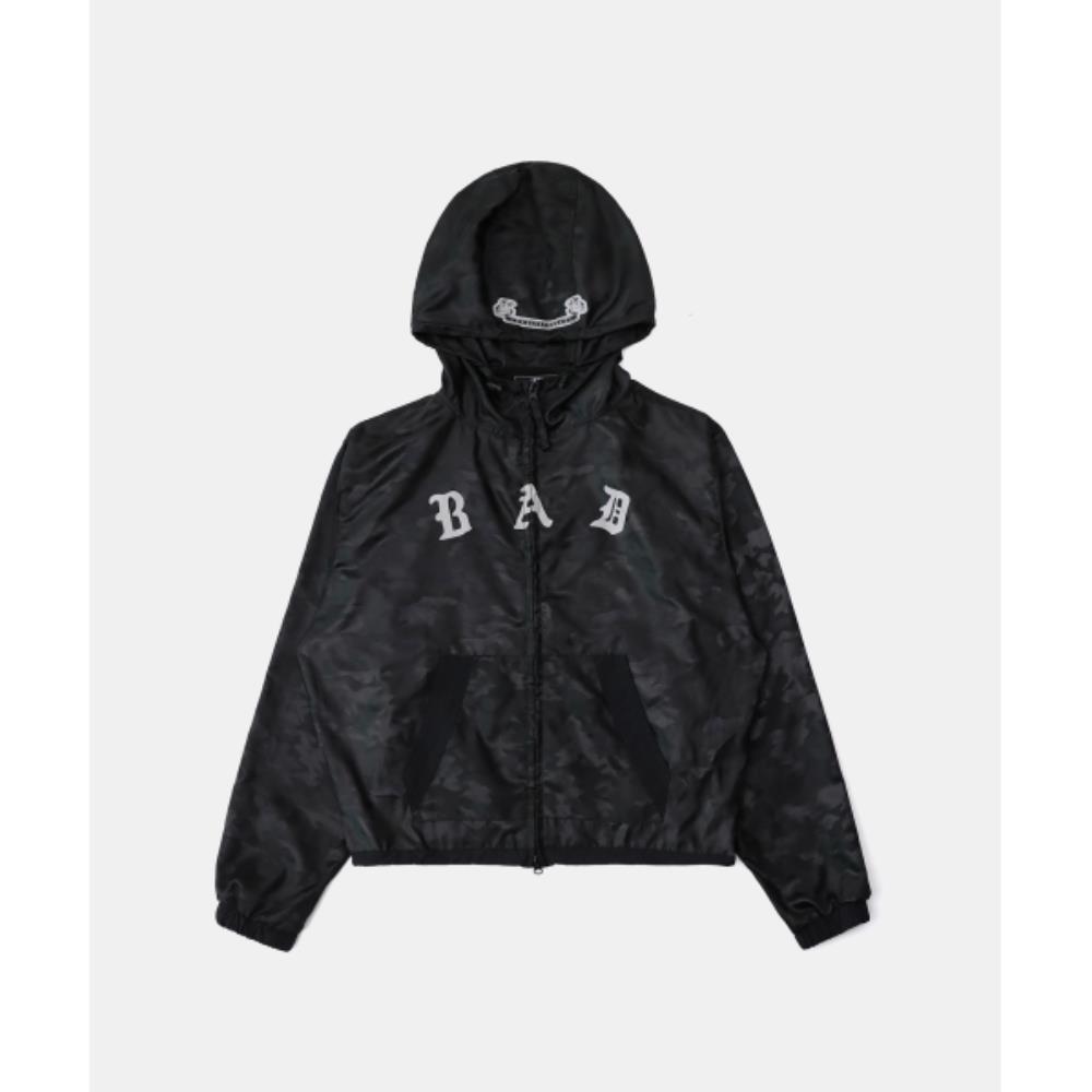 BADBLOOD Mystic Nylon Reflective Hooded Zip-Up Black Cam