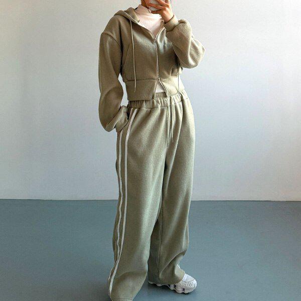 (SET)オレフードジップアップセット冬女性起毛セット