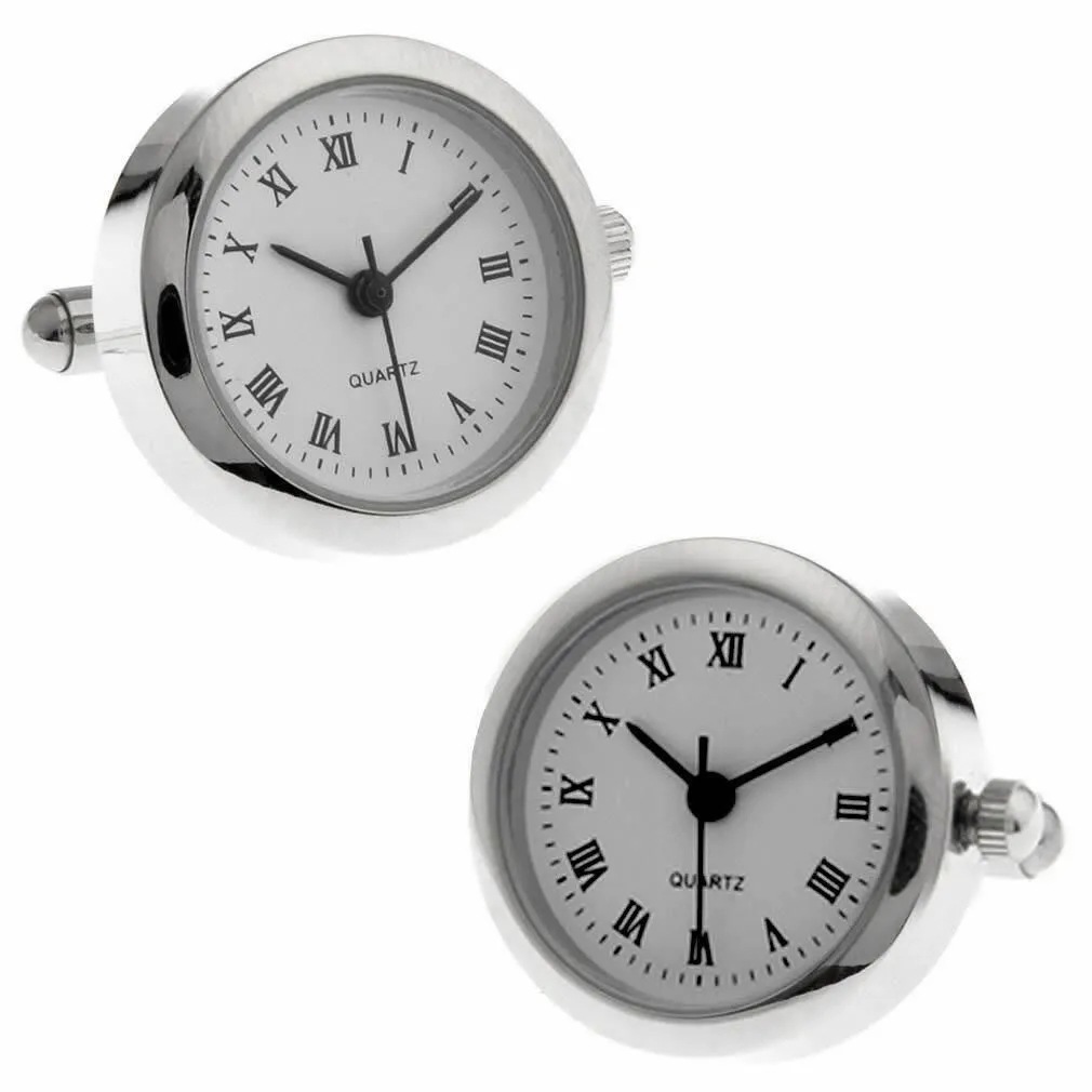 カフスボタン カフス シルバー ラウンド 時計付 カフリンクス メンズアクセサリーカフス・タイピン