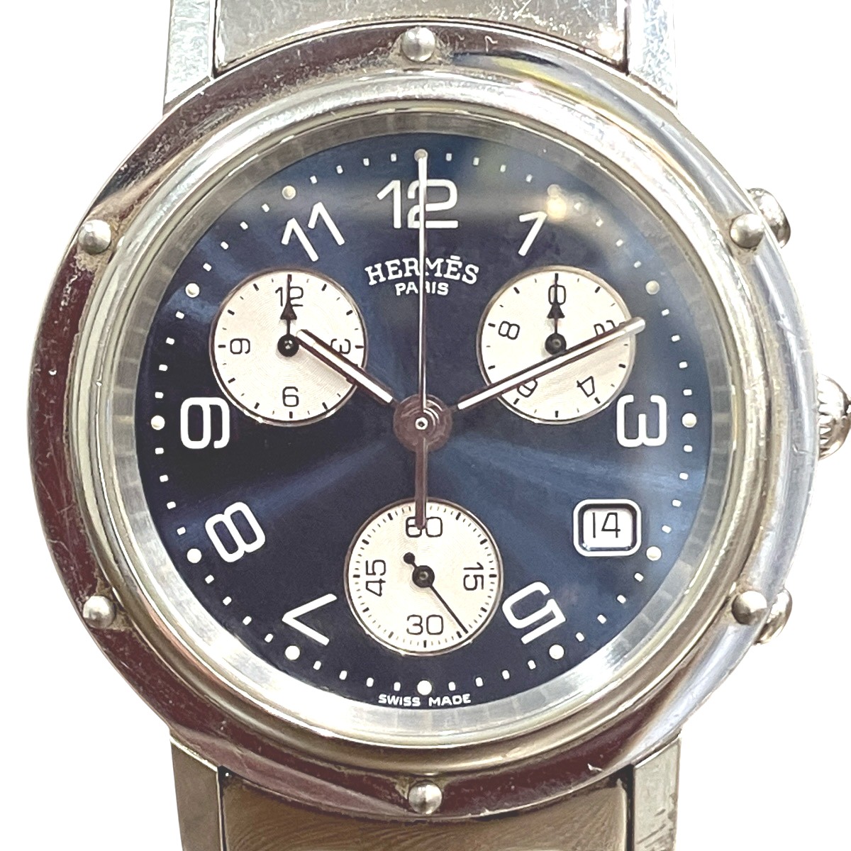エルメス クリッパー 腕時計 総重量約102.4g SS SS クオーツ ネイビー文字盤 CL1.910 メンズ 中古