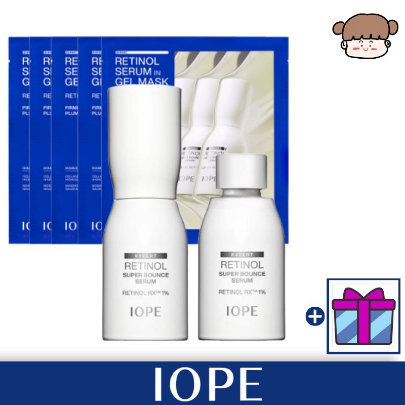 【エイジングケア集中ケア3点企画】 IOPE レチノールスーパーバウンスセラム＋リフィル ＋ マスク／バウンスセラム コラーゲンマスク レチノールマスク 毛穴ケア たるみケア ハリ美容液 シワ改善